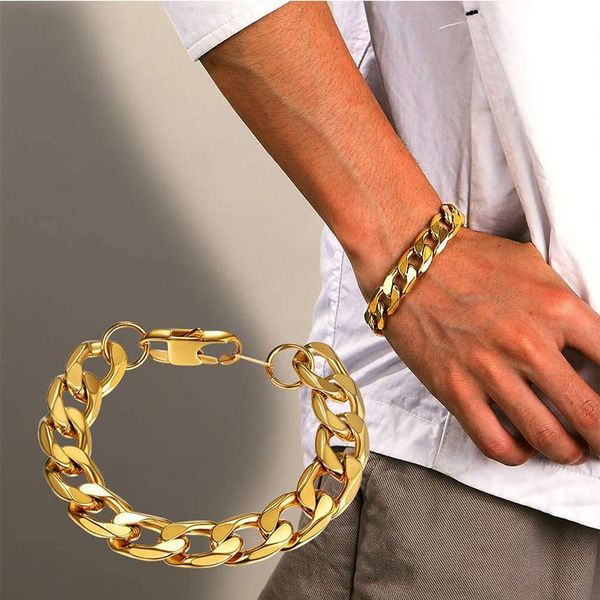

link, chain bracelet men gold black stainless steel gifts for male accessories hip hop on hand wholesale jewelry
