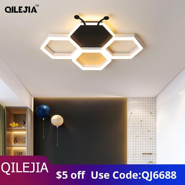 

modern led chandelier lights for kids room study bedroom cartoon bee children's lamps home lighting luminaire fixtures ac90-260v