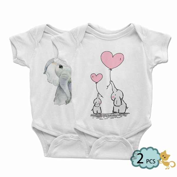 

rompers 2pcs infants twin brothers sisters baby cute girl clothes lovely little elephant bodysuit for borns ropa, Blue