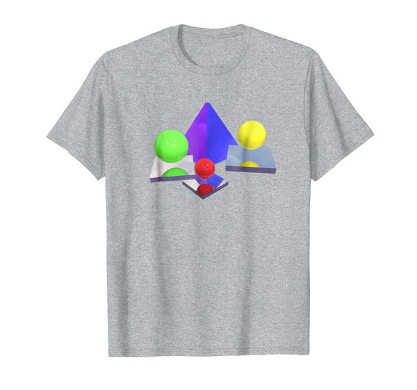 

1990s 3d shapes geometric vaporwave shirt, White;black
