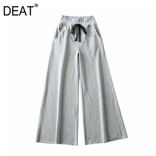 

[deat] spring fashion loose solid color high waist casual simple style women wide leg pants 13w051 210527, Black;white