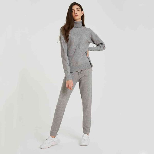 

women's two piece pants wixra camisolas das mulheres outono inverno feminino de gola alta roupas casuais damas soltas jumpers pullovers, White