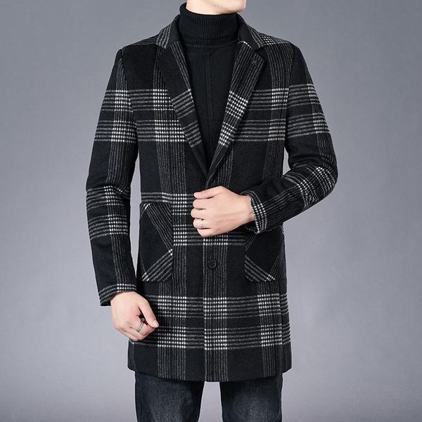 

cashmere woolen cloth coat men coat wet season new cloth male long wool, Black