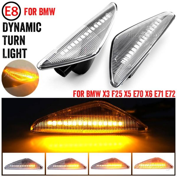 emergency lights 2pcs led dynamic side marker turn signal for x5 e70 x6 e71 e72 x3 f25 sequential blinker car door streamer lamps