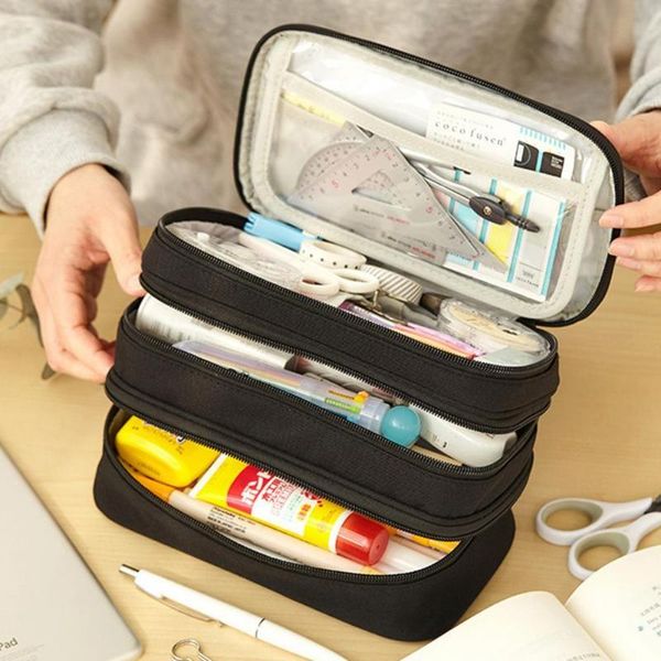 

new arrival pencil case multi-function large capacity polyester storage desk organizer pencil bag for school