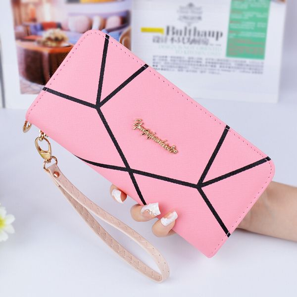 

2020 famous brand geometric designs long wallets ladies fashion women zipper wallet hand bag clutches carteira feminina, Red;black