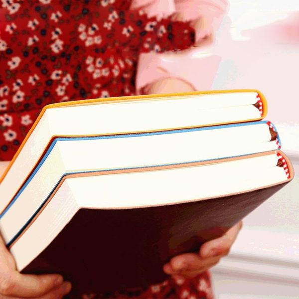 

soft pu leather journal notebook a5 a6 b5 three size thicken diary notebook solid color agenda 2021 planner notepad, Purple;pink