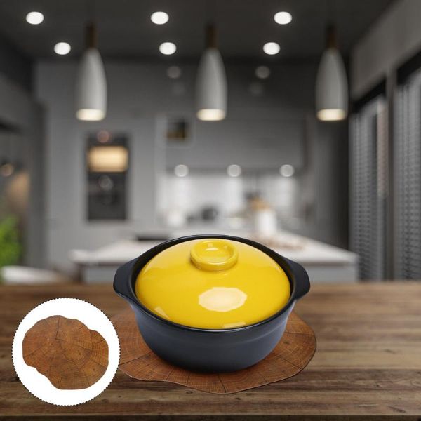 

mats & pads 2pcs household placemats round table wooden decors (light brown)