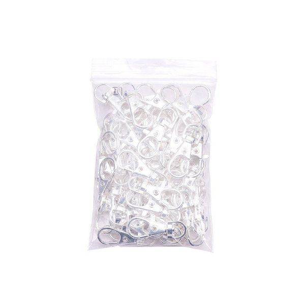 Anahtarlık 50 PCS metal gümüş döner tokalar kordon snap kanca ıstakoz pençe tokası diy bölünmüş anahtar halkası fjewelry yapımı256t