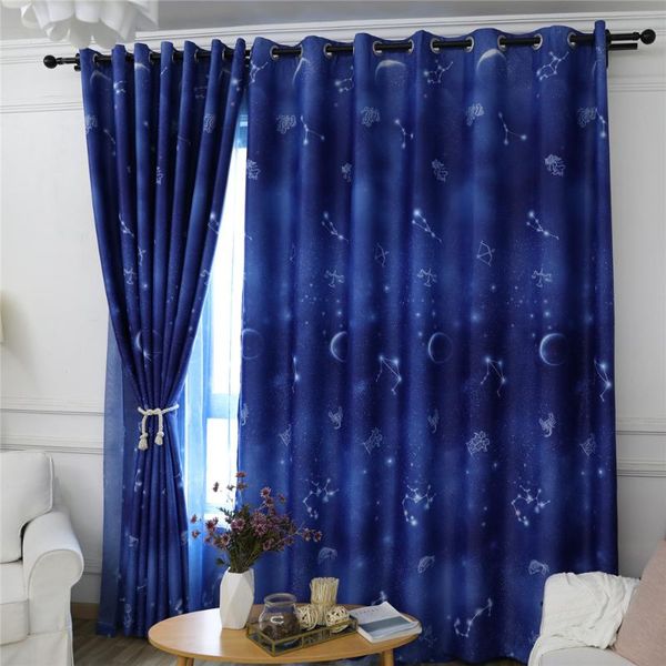 

blue sky kids blackout curtains for bedroom window door decoration dream polyester durable living room kitchen cafe curtain