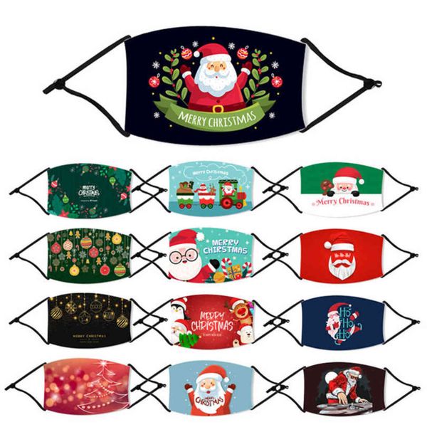 

dhl fashion red christmas masks deer printed xmas face masks anti dust digner christmas mouth washable reusable with filter fy4242