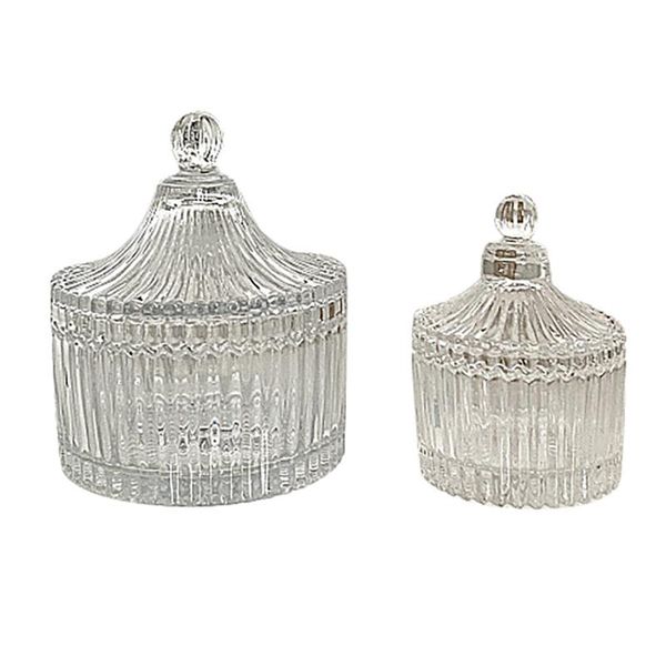 

jewelry pouches, bags 2pcs european color crystal glass storage canned sugar cans candy box cotton swab container organizer jar, Pink;blue