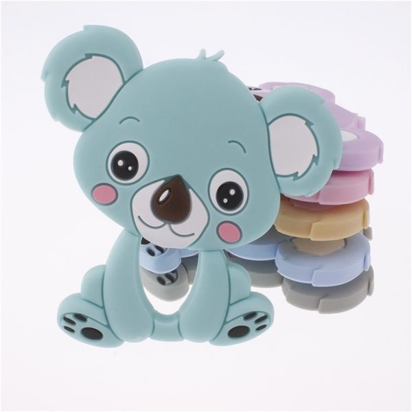 

10pcs silicone cartoon koala bear teether pendant bpa teething necklace food grade christmas decorations 211106