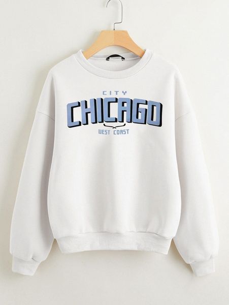 

letter graphic drop shoulder sweatshirt y84r#, White;black