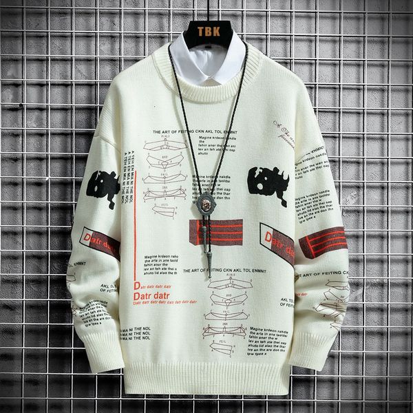 

2021 new hip hop pullover streetwear van gogh painting embroidery knitted retro vintage autumn wool sweaters mens mhjf, White;black