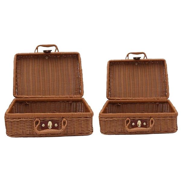 

storage bags picnic basket,woven wicker vintage suitcase woven basket rattan case weave laundry