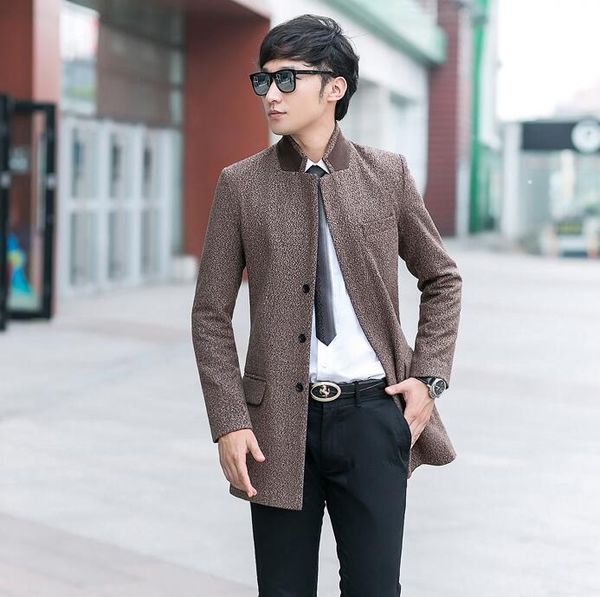 

casual woolen coat men business trench coats long sleeves overcoat mens cashmere coat casaco masculino inverno erkek england, Black