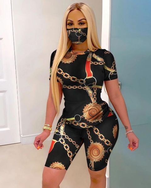 

2021 fashion three-piece set casual wear oversized suits set tie dye print casual with face bandana & shorts set, Gray