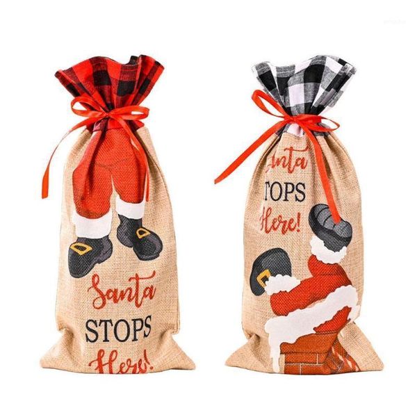 

christmas decorations wine dust bags bottle cover snowman stocking bag table decoration gift holder natal navidad decor supplies