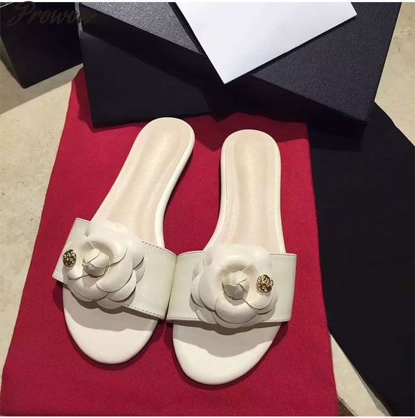 

official website 70% off outlet prowow summer new flower docoration women slippers runway brand genuine leather flats shoes girl casual beac, Black