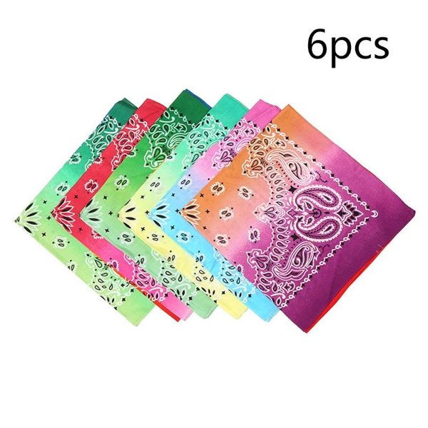 

hair clips & barrettes 6pcs cotton bandana square scarf magic turban gradient hip-hop headband flower printed neckerchief for women girl, Golden;silver