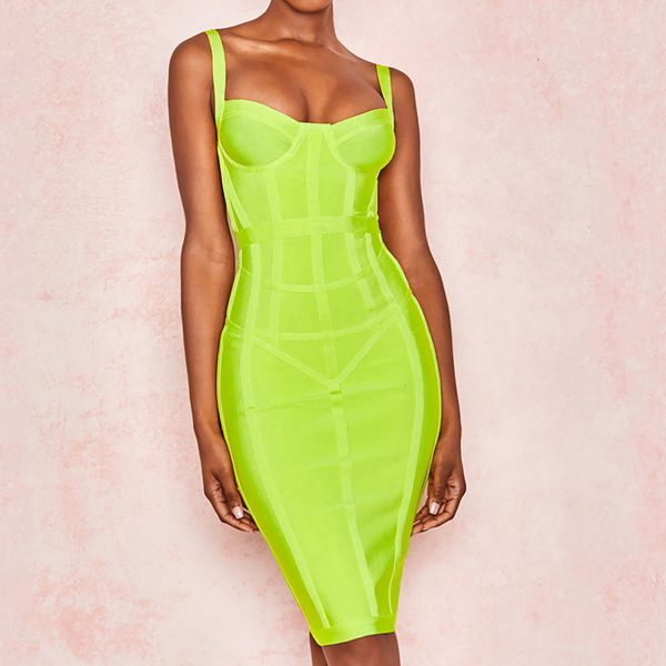 

fluorescent green light sling mini rayon bandage as parties at night of women dressed in summer 2021 nova b1m2, Black;gray