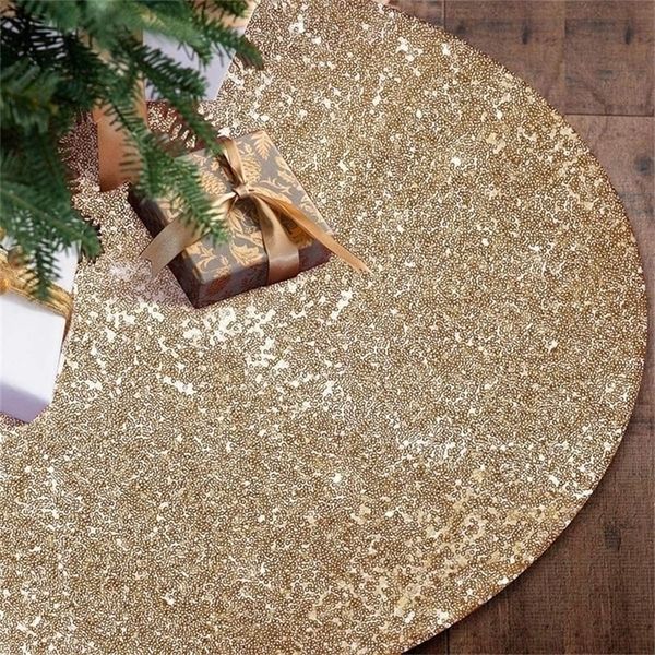 Sparkly gonne gonna tessuto tappeto rotondo oro paillettes tappetini natalizi bellissima fotografia strumento albero utensile 201019