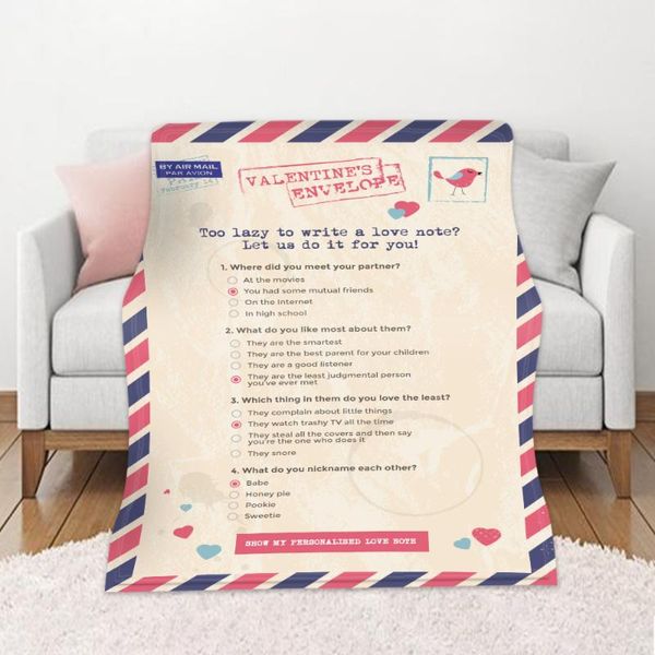 

blankets love note message letter quilt blanket flannel mantas home textiles bed sofa express