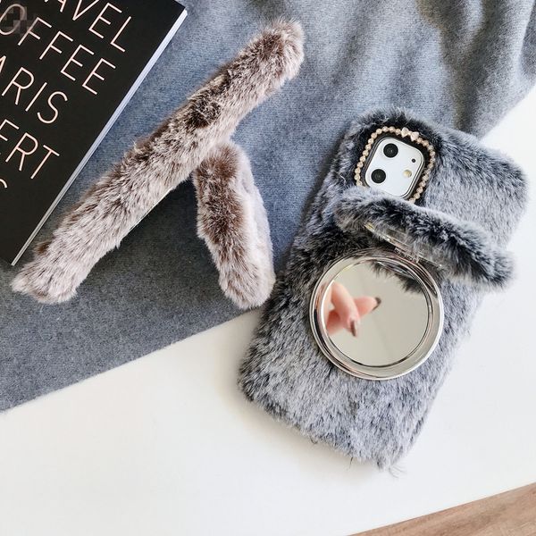 

plush bracket mirror phone cases for iphone 12 11 pro promax x xs max 7 8 plus