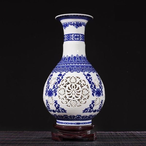 

vases jingdezhen ceramics hollowed out blue and white porcelain chinese interior portraits bedroom decorations vase for home