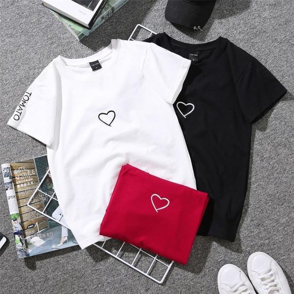 

2021 summer fashion simple tees wild short sleeve t-shirt female embroidery love new letter wear t-shirt women clothing, White