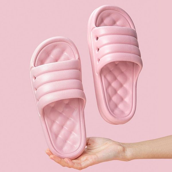 

slippers 3.5 cm platform thick bottom soft non-slip slides cute candy color household massage soles men women bathing shoes, Black