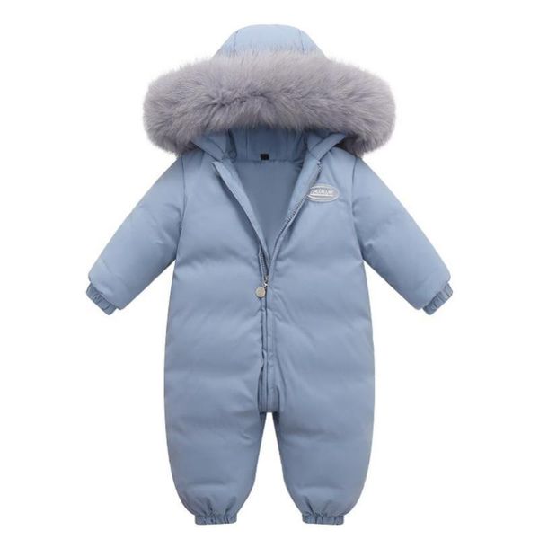 

jumpsuits 9m-4y winter born baby jumpsuit snowsuit children infant hooded warm down jacket for boys girls kids clothing rompers a881, Blue