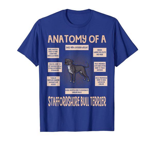 

anatomy of a staffordshire bull terrier t-shirt funny puppy, White;black