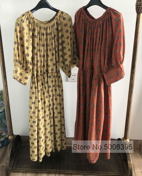 

casual dresses [7evening] - cimano dress yellow rust print off the shoulder oversized midi three-quarter length sleeves woman beach, Black;gray