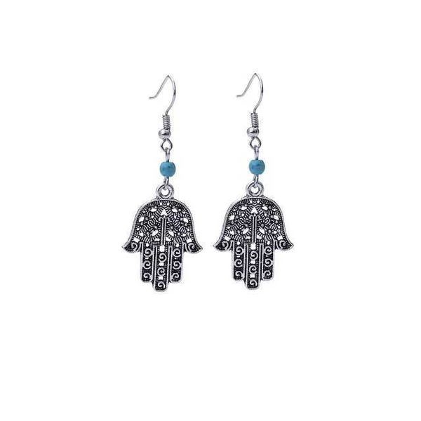 

women's hollow palm tibetan silver turquoise dangle chandelier earrings dymtqe079 fashion gift national style women diy earring