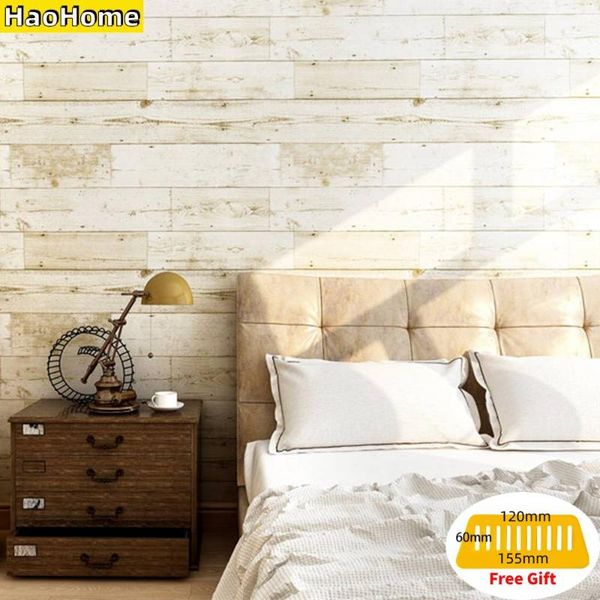 

wallpapers haohome ivory yellow wood peel and stick wallpaper self-adhesive removable roll vintage panel wall coverings