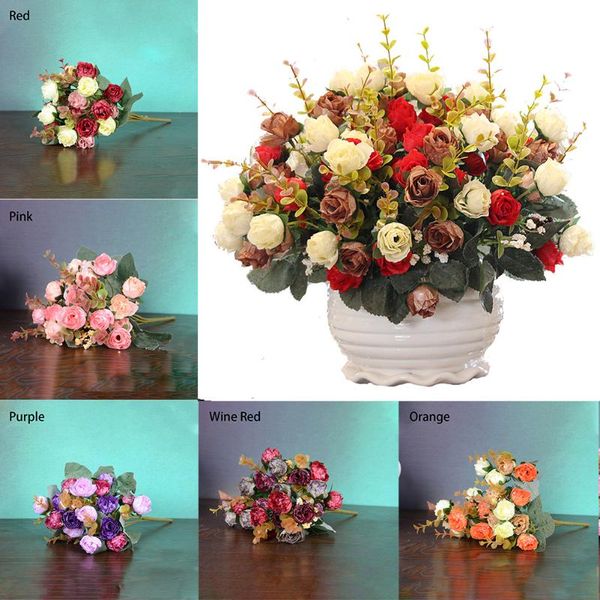 

decorative flowers & wreaths 21heads artificial silk small rose bunch wedding home outdoor decor festival party supplies as gift for valenti