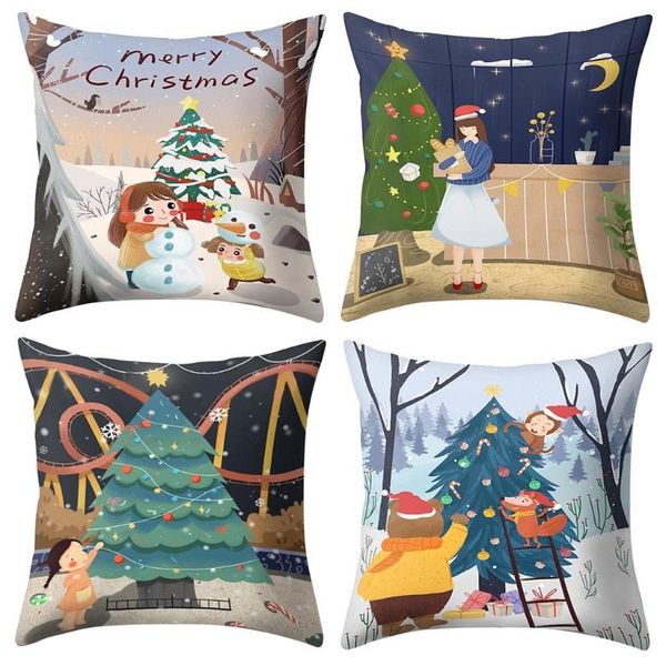 

cushion/decorative pillow 4pc christmas cushion cover decorative sofa case seat car home decor throw pillowcase decoration for