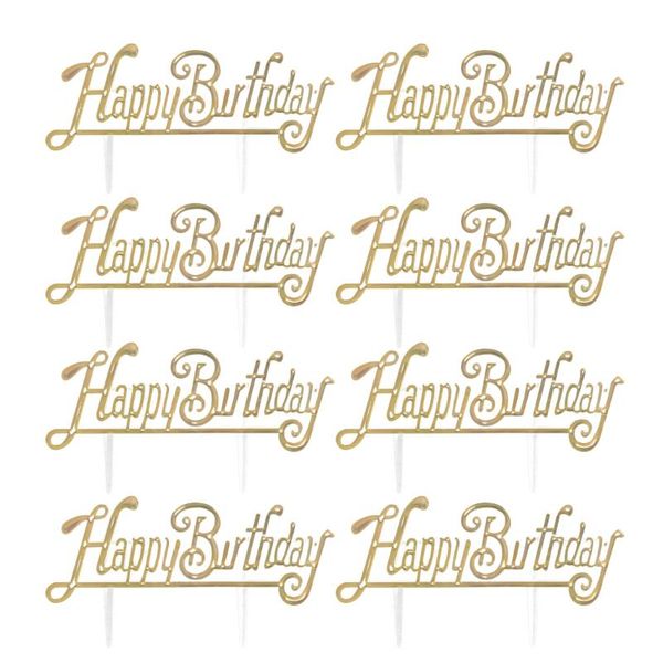 

other festive & party supplies 100pcs birthday cake dessert decor printed plug cards delicate er for brithday (golden)