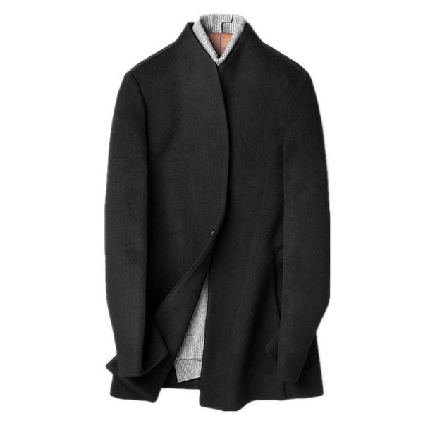 

men's wool & blends 100% coat autumn winter jacket men double-side woolen streetwear windbreaker mens jackets and coats jlk18809 my1805, Black