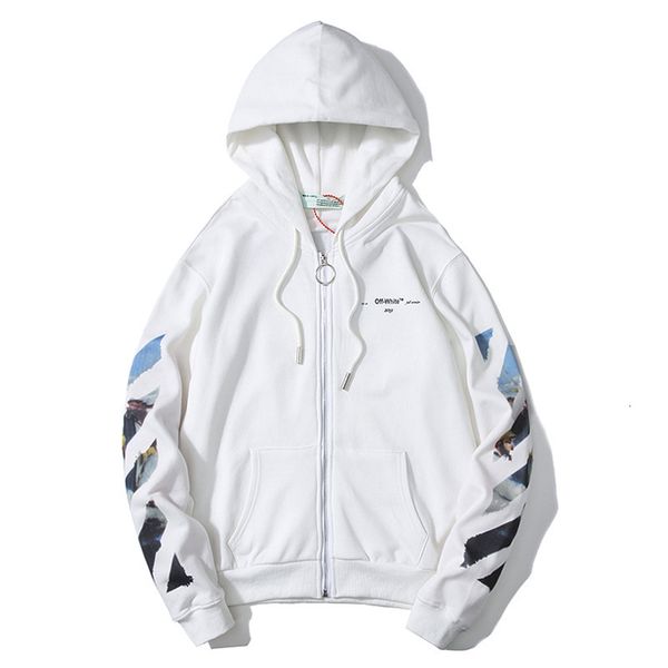 

autumn winter new arrow graffiti oil painting cartoon coat men's and women's zipper hoodie sweater fashion, Black