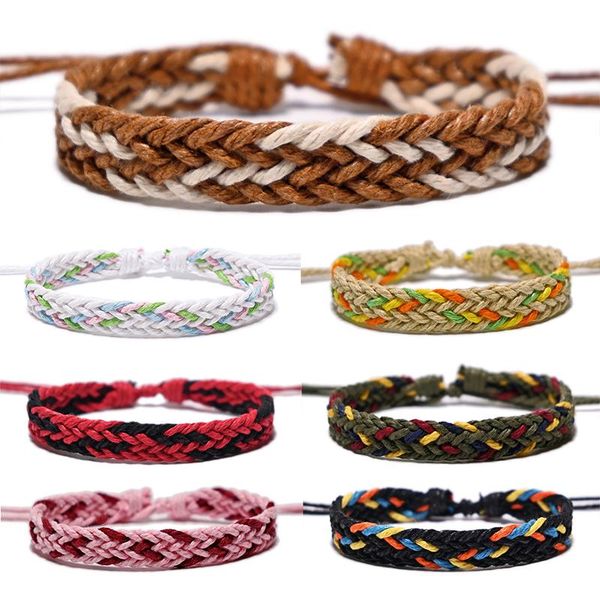 

boho cotton braid handmade bracelet ethnic lucky multicolored wrap woven rope friendship bangle for couple gift, Golden;silver