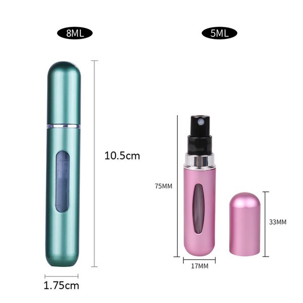

5ml/8ml portable mini refillable perfume spray bottle aluminum atomizer spray bottle travel container perfume bottle
