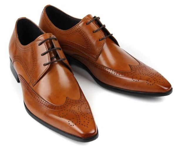 

dress shoes 2021 black brown coffe grogues business cow genuine leather flats lace up caves casual shoe for men british style