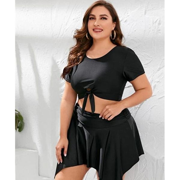 

2021 new plus size 8xl tankini swimsuit women two piece large size swimwear swimming dress swim trunk swimsuit with skirt