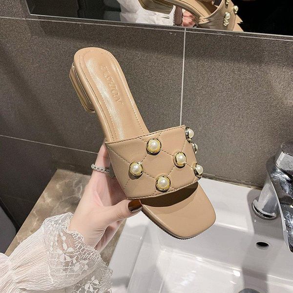 

sandals women's pearl designer flat for women roman outdoor ladies summer shoes female beach slippers chanclas mujer, Black