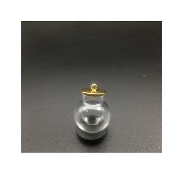 

1set 20*12mm hollow glass globe with setting base beads cap set orb glass vials pendant glass bottle jewelry pendant 1 qylbeg, Black