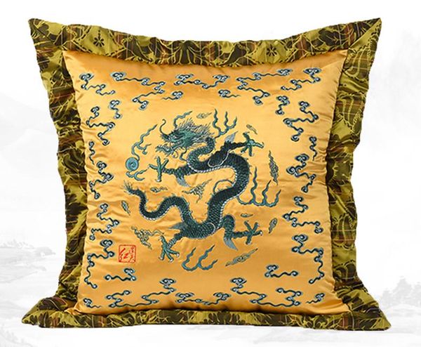 

cushion/decorative pillow filling 100% silk living bed room chinese classic joyous cloud-dragon pattern cushion sofa chair back cusion embro