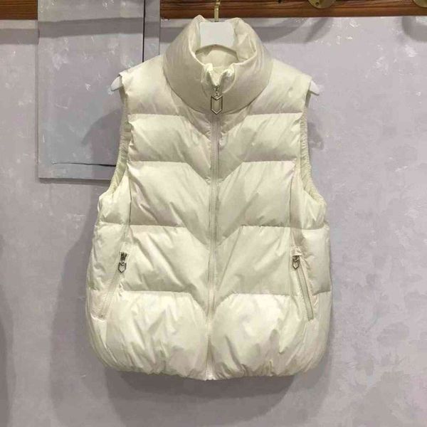 

down vest women's short stand collar korean loose casual et vest thickened warm large, Black;white